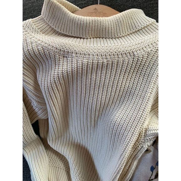 Chunky Knit  Women"s Turtleneck Sweater In Cream By Parker of Vienna Size Medium - Picture 12 of 16